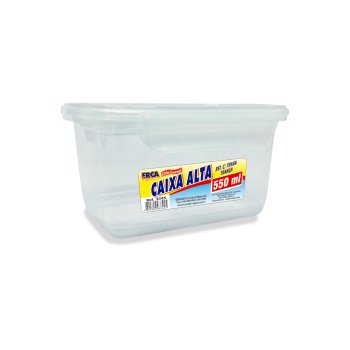 CAIXA RETANGULAR ALTA C/ TRAVA TRANSP 550ml