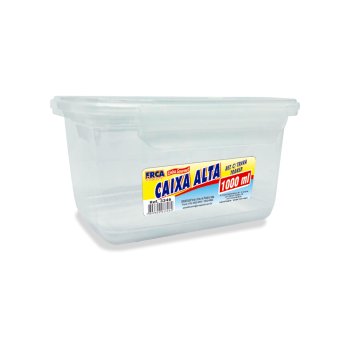 CAIXA RETANGULAR ALTA C/ TRAVA TRANSP  1000 ml