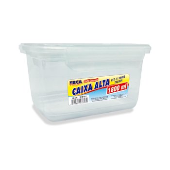 CAIXA RETANGULAR ALTA C/ TRAVA TRANSP 1800ml